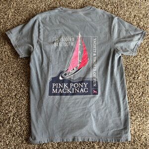 Comfort Colors Blue Crewneck Tee with Pink Pony Logo